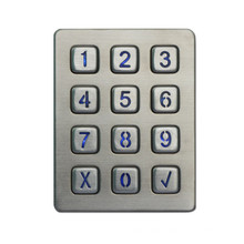 12 keys IP65 dynamic waterproof stainless steel illuminated metal keypad